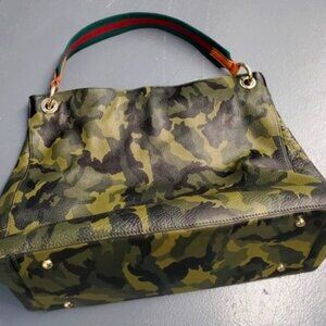 Mark and Graham Build Your Bag Green Camo Pebbled Leather Purse Handbag MONOGRAM